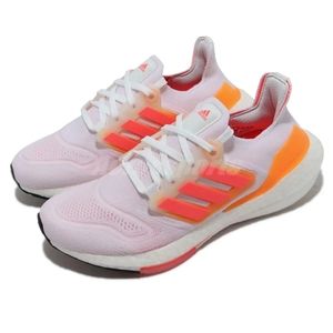 Adidas Ultraboost 22 in White Turbo Flash Orange
